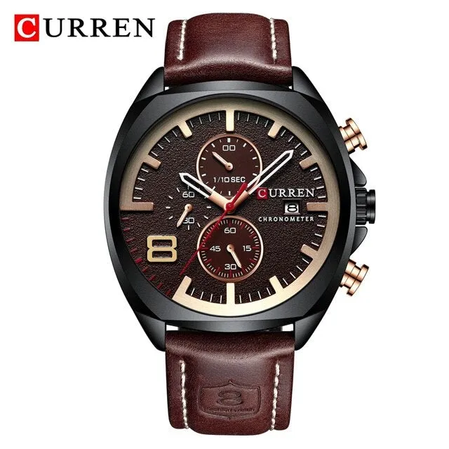 Reloj CURREN Sports Watch Men Chronograph Waterproof Leather Strap Watches Mens Luxury Brand Men&#39;s Wristwatch Quartz Male Clock