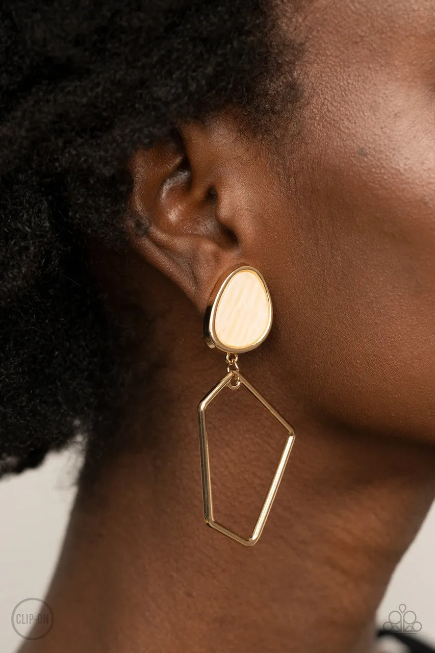 Retro Reverie Gold Paparazzi Clip-On Earrings