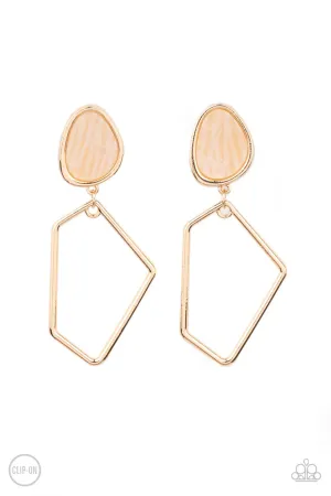 Retro Reverie Gold Paparazzi Clip-On Earrings