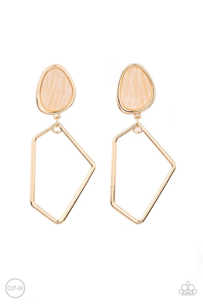 Retro Reverie Gold Paparazzi Clip-On Earrings