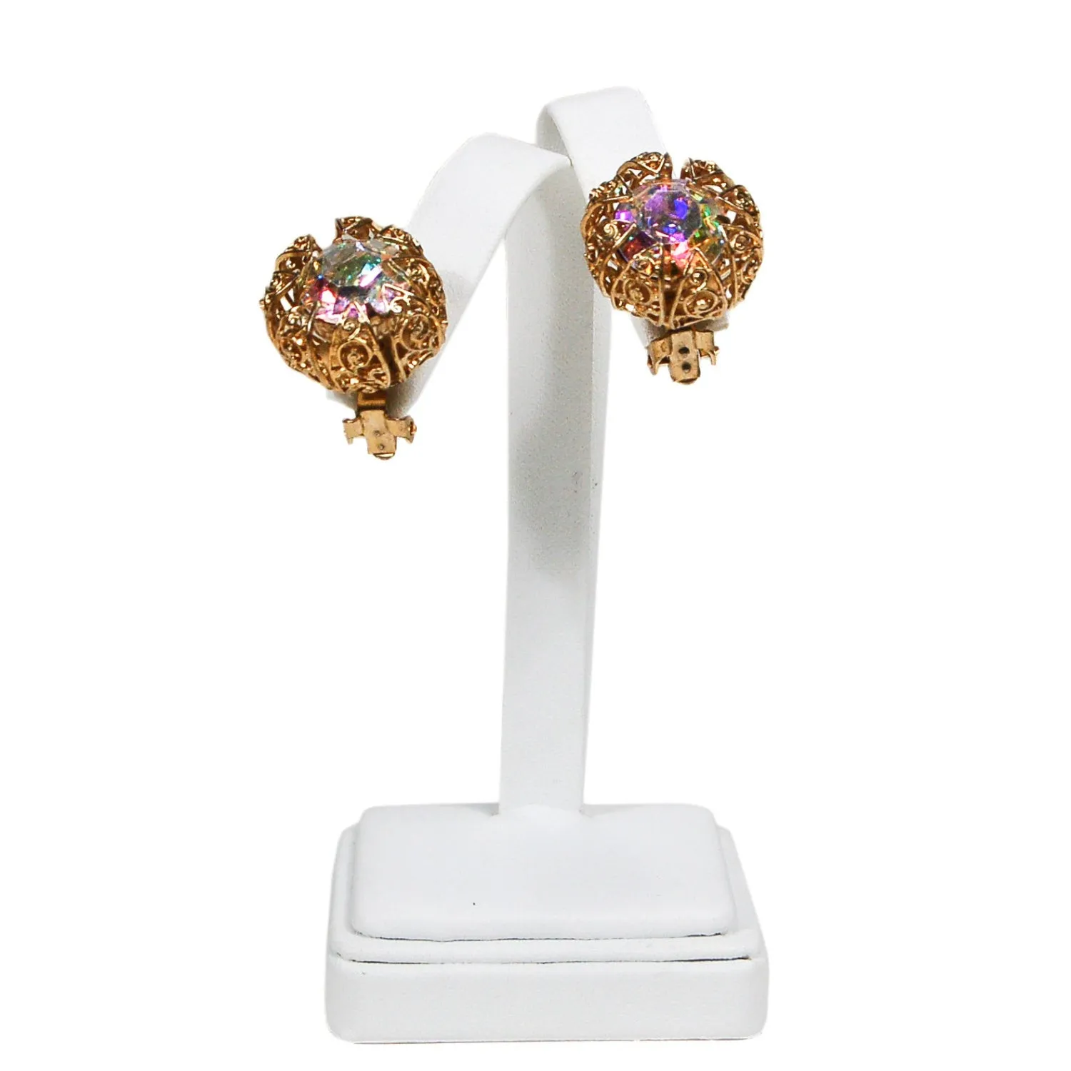 Rhinestone Aurora Borealis Earrings by Judy Lee