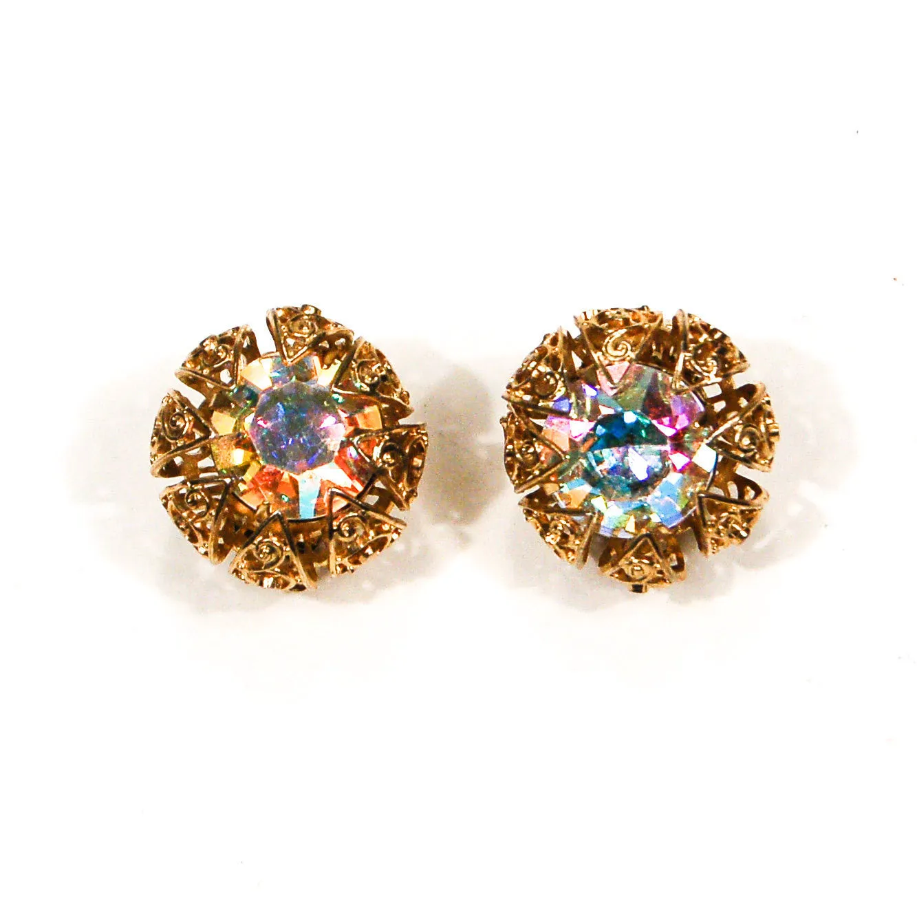 Rhinestone Aurora Borealis Earrings by Judy Lee