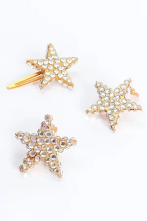 Rhinestone Star Earrings & Hair Clip Set