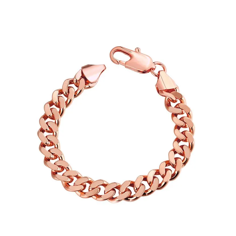 Rose Gold Plated Curb Bracelet - Hypoallergenic, Comfort Fit, Made in Italy, Guaranteed to Last