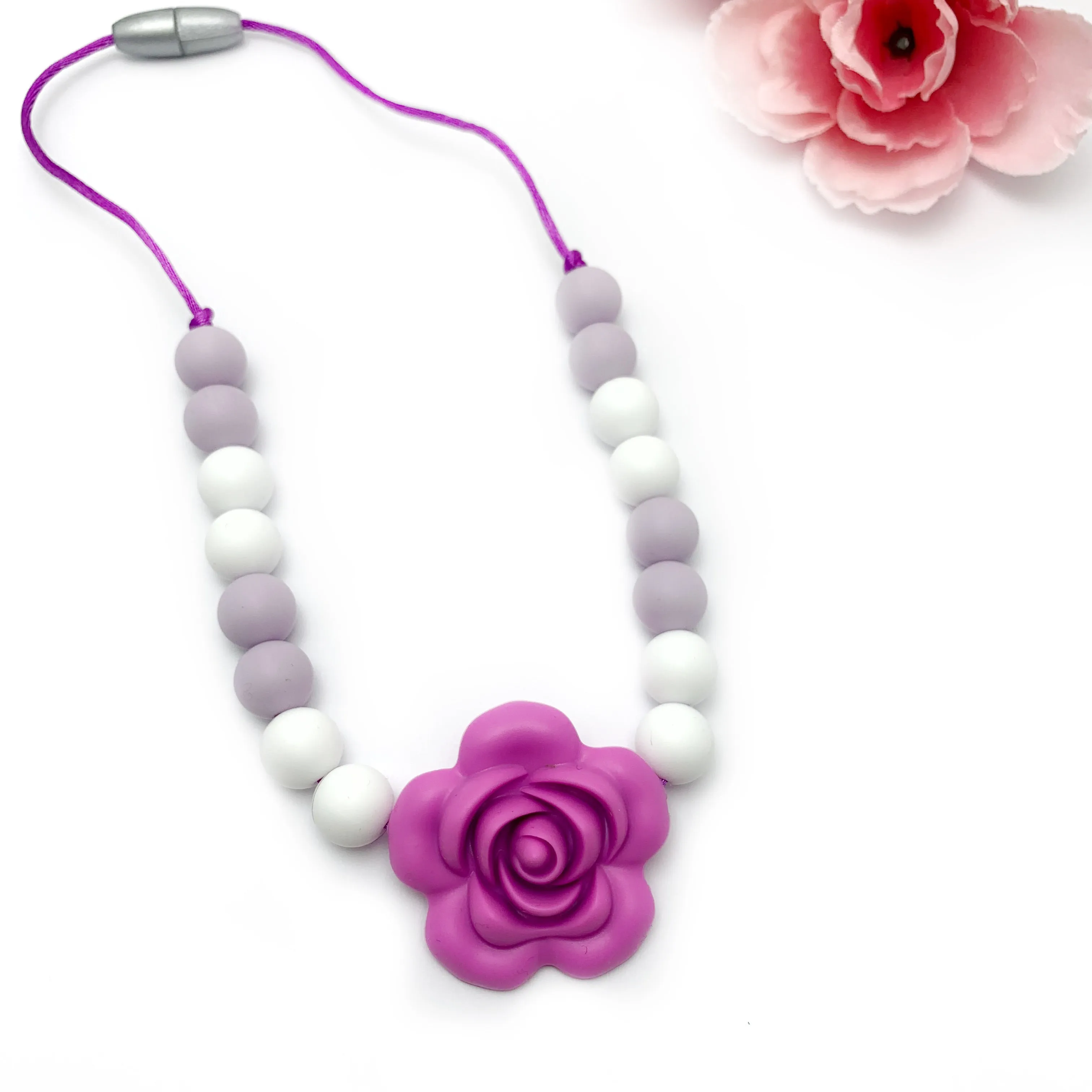 Rose Necklace for Kids - Flower Chew Necklace for Anxiety Relief and Sensory Processing Disorder