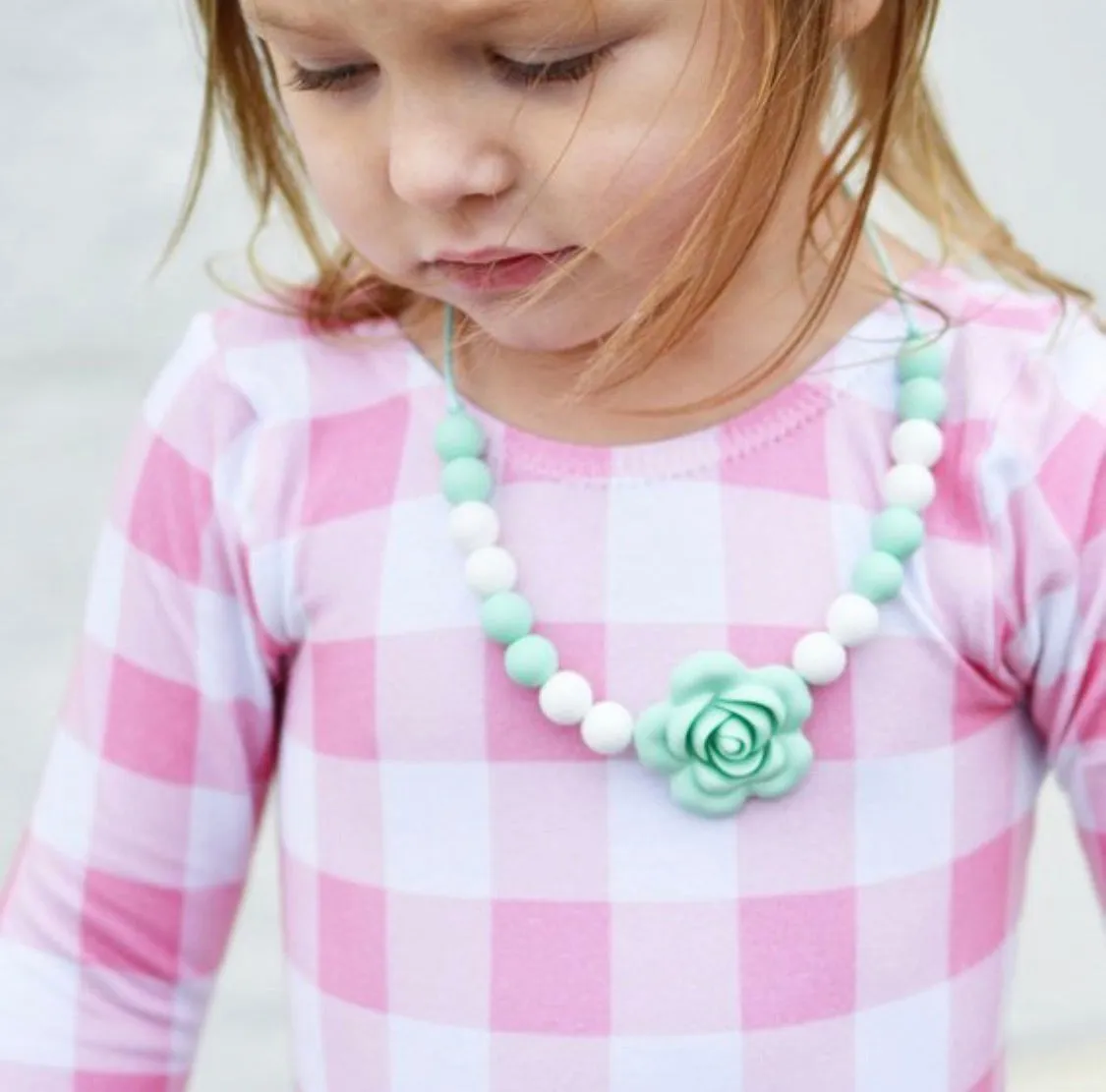 Rose Necklace for Kids - Flower Chew Necklace for Anxiety Relief and Sensory Processing Disorder