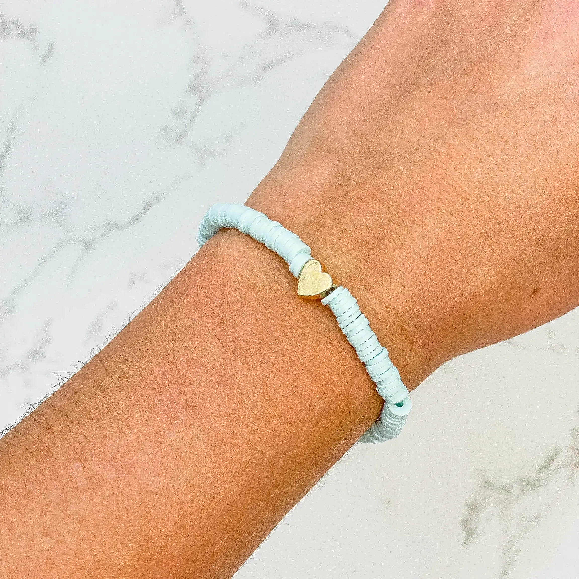 Rubber Disc Stretch Bracelet - Mint