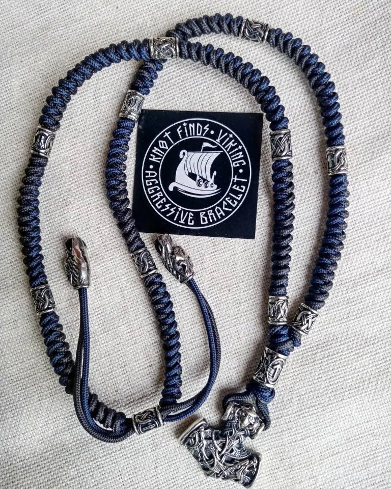 Runic necklace. Paracord jewelry. Mjöllnir. Viking style. Mens accessories. Thor's Hammer pendant.