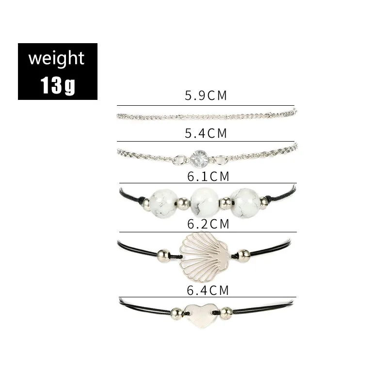SEXY SPARKLES Stackable Bracelets Multilayer Boho Bracelet Sets Beads Metal Chain Rope Adjustabl Bracelets for Women Elastic Rope Charm Bangle Bracelet Best Women Teen Girls Gift