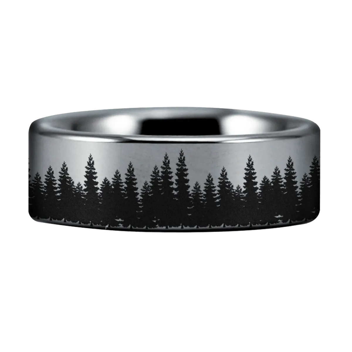 Silver Tungsten Tree Scenery Ring