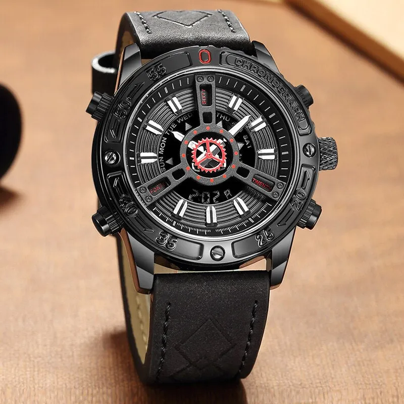 SMAEL Fashion Military Mens Sports Watches Leather Luxury Brand Waterproof Wrist Watch LED Digital Date Calendar Watch Men New