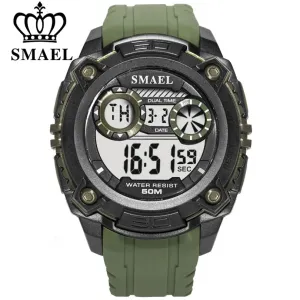 SMAEL Men Sports Watches Waterproof Back Light LED Digital Watch Chronograph Shock Clock Fashion Casual Electronics Wristwatches