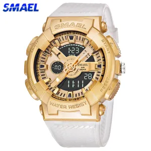 SMAEL Sports Watches Men&#39;s Electronic Dual Display Watch Dual Time Display Digital Analog Quartz Men Wristwatch Waterproof  Hour