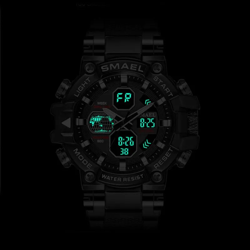 SMAEL Top Brand Men Sports Watches Military Hyun-chae Case Waterproof Multifunction Wristwatch Quartz Watch for Men Clock 8027