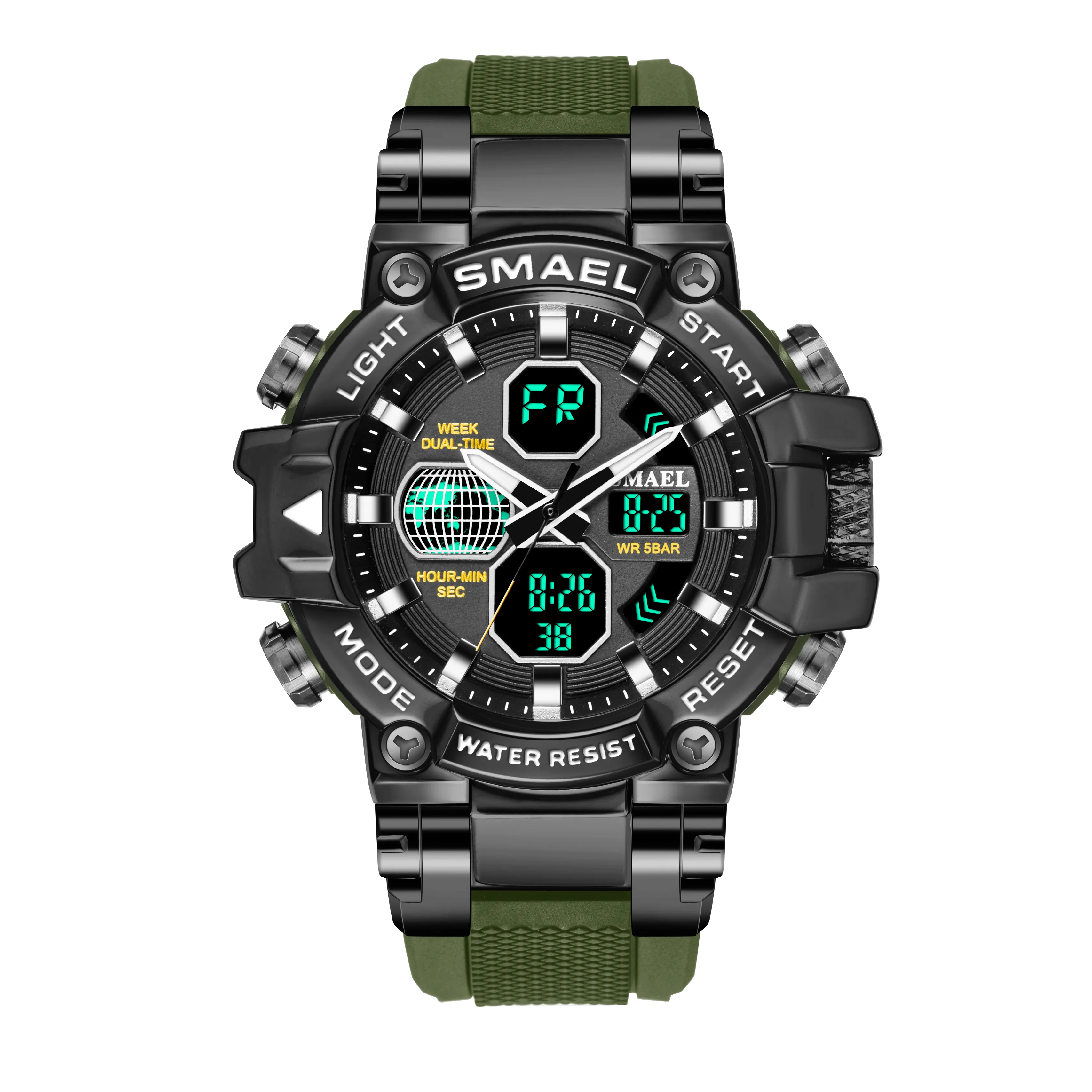 SMAEL Top Brand Men Sports Watches Military Hyun-chae Case Waterproof Multifunction Wristwatch Quartz Watch for Men Clock 8027