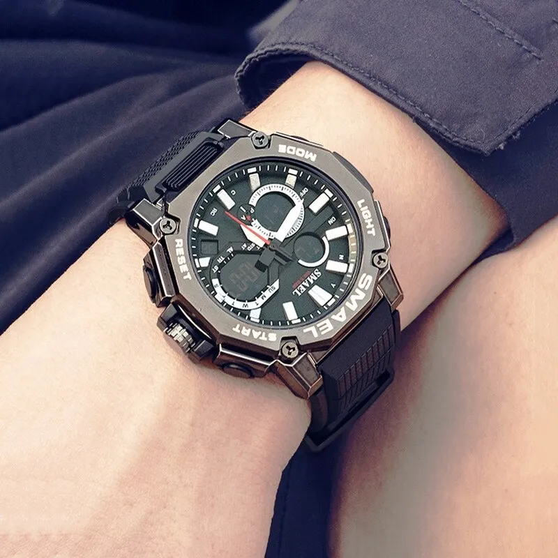 SMAEL Watch Men Analog Quartz Digital WristWatch Waterproof Sports Clock For Man LED Electronic Army Men&#39;s Watches Montre Homme