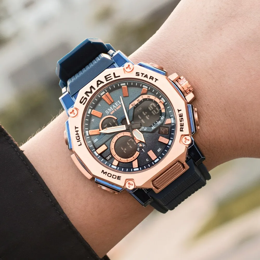 SMAEL Watch Men Analog Quartz Digital WristWatch Waterproof Sports Clock For Man LED Electronic Army Men&#39;s Watches Montre Homme