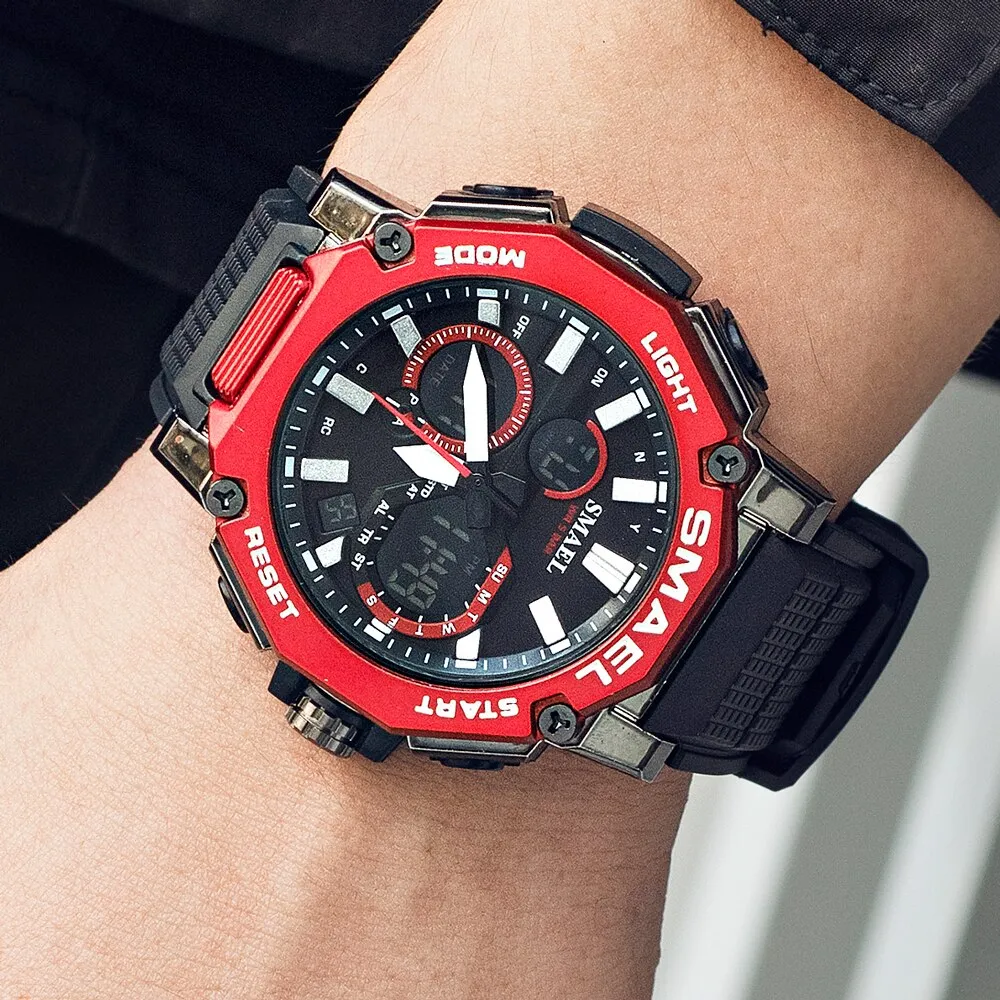 SMAEL Watch Men Analog Quartz Digital WristWatch Waterproof Sports Clock For Man LED Electronic Army Men&#39;s Watches Montre Homme