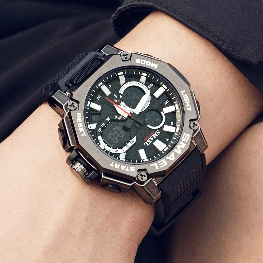 SMAEL Watch Men Analog Quartz Digital WristWatch Waterproof Sports Clock For Man LED Electronic Army Men&#39;s Watches Montre Homme