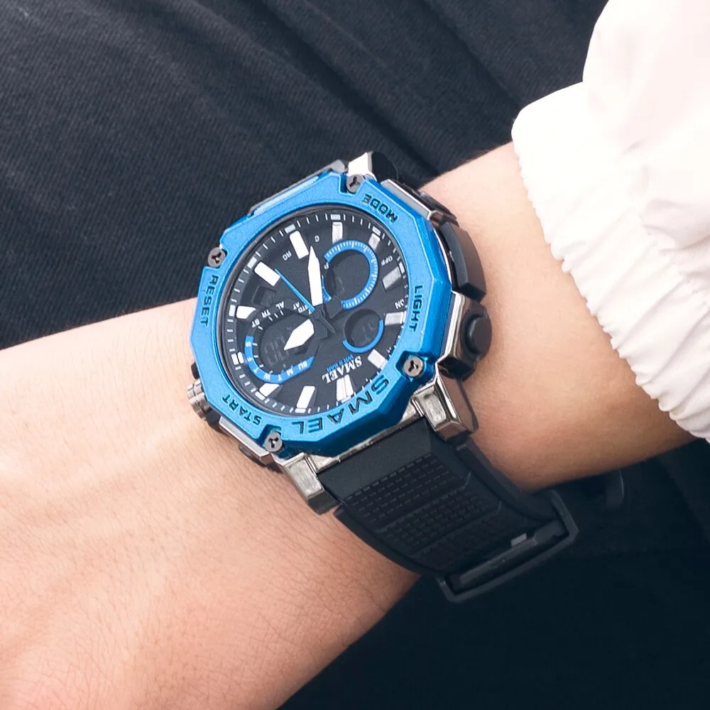 SMAEL Watch Men Analog Quartz Digital WristWatch Waterproof Sports Clock For Man LED Electronic Army Men&#39;s Watches Montre Homme