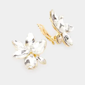 Small Clear Crystal Stud Clip On Earrings on Gold | 532102