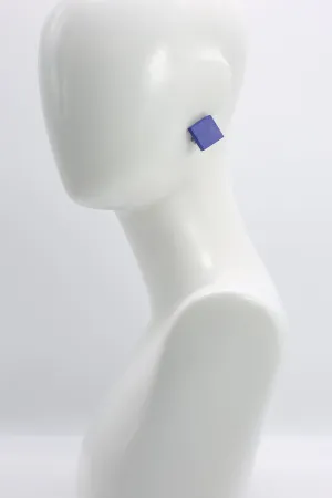 Small Square Clip-on Earrings - Cobalt Blue
