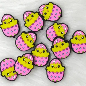 Small yellow chicken Silicone Focal Beads Wholesale