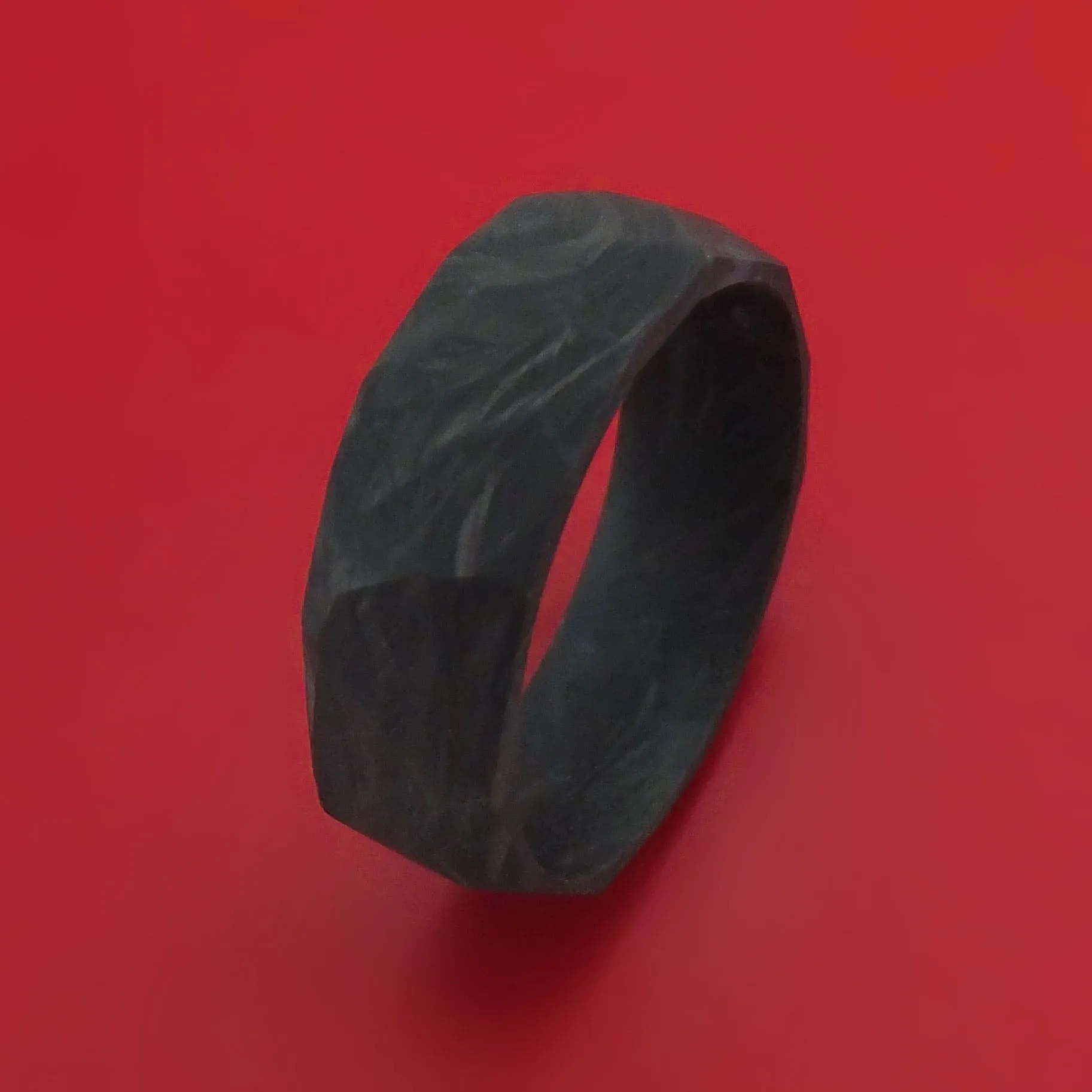 Solid Forged Carbon Fiber Faceted Ring