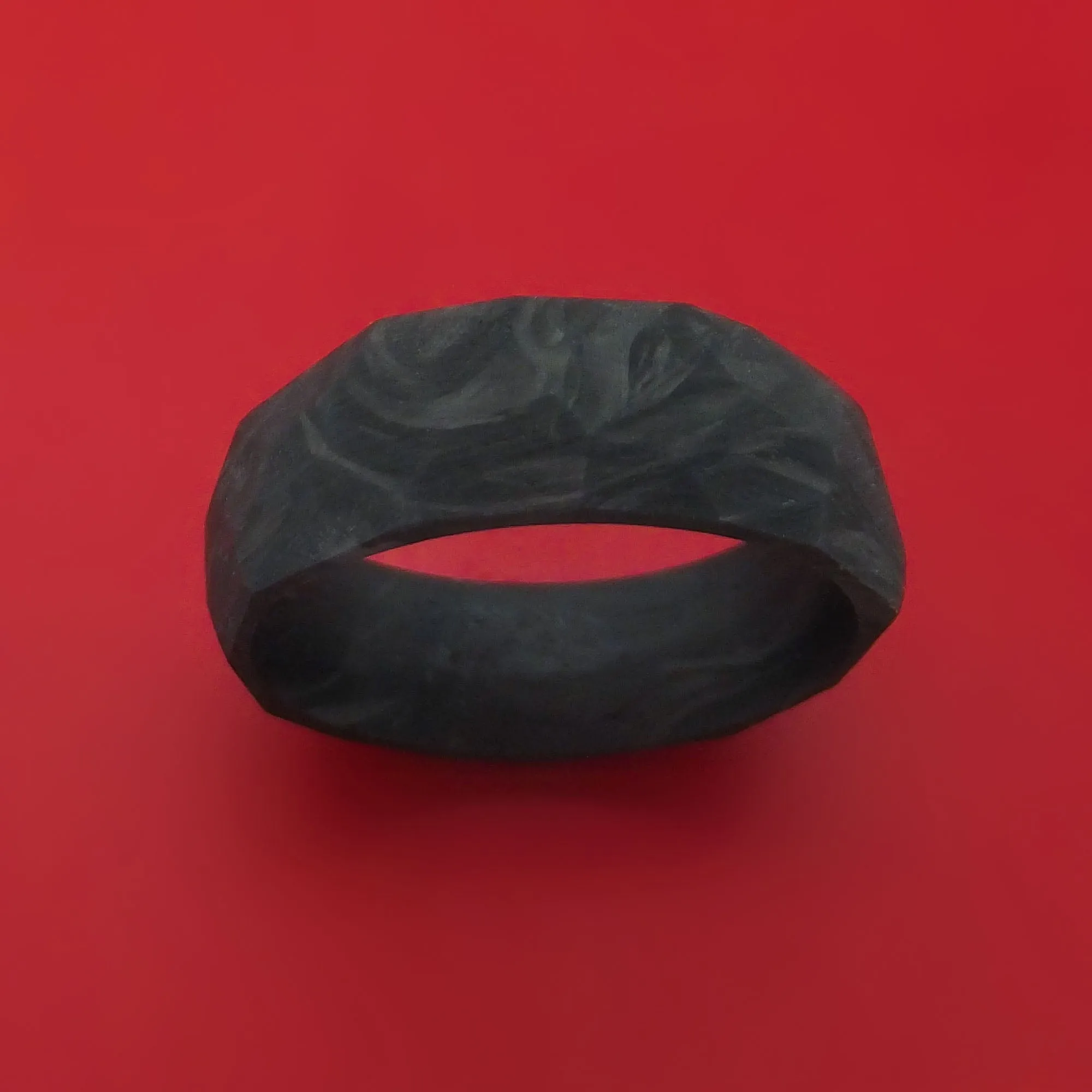 Solid Forged Carbon Fiber Faceted Ring