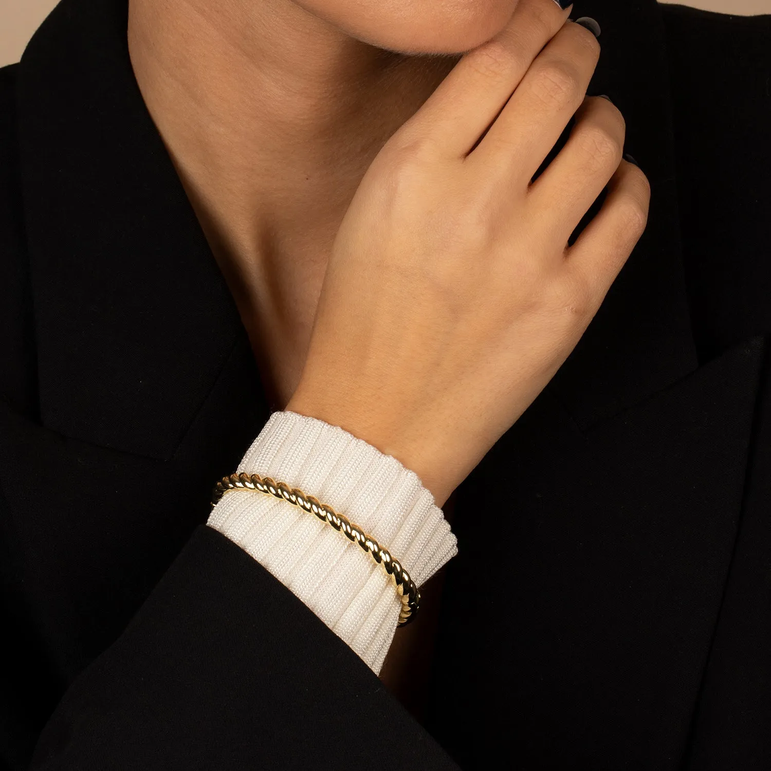 Solid Twisted Rope Bangle Bracelet