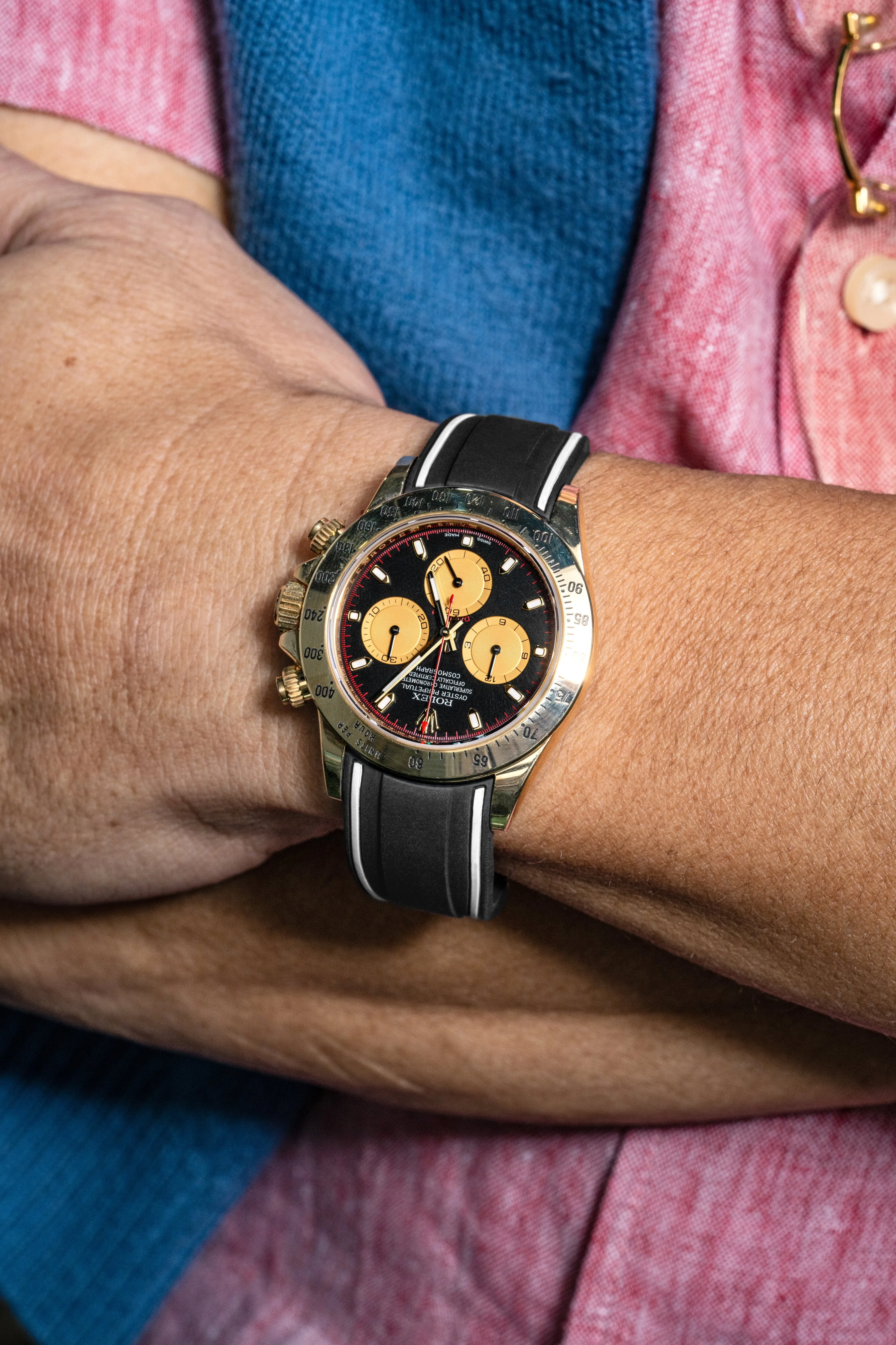 Solitaire Rubber straps in Zebra Black for Rolex Daytona 116508