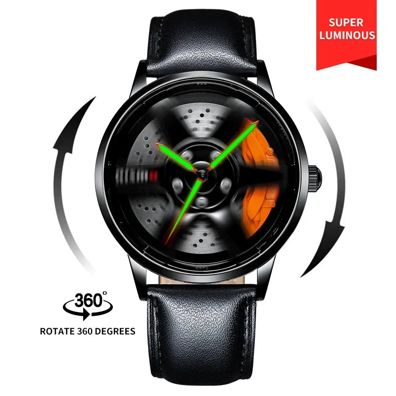 Spinning Men's Sports 360° Rotate Wheel Watches