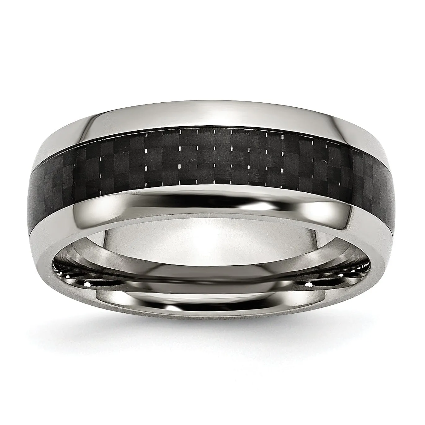 Stainless Steel and Carbon Fiber 8MM Polished Band