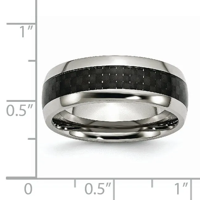 Stainless Steel and Carbon Fiber 8MM Polished Band