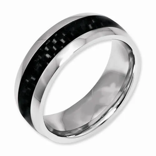 Stainless Steel and Carbon Fiber 8MM Polished Band