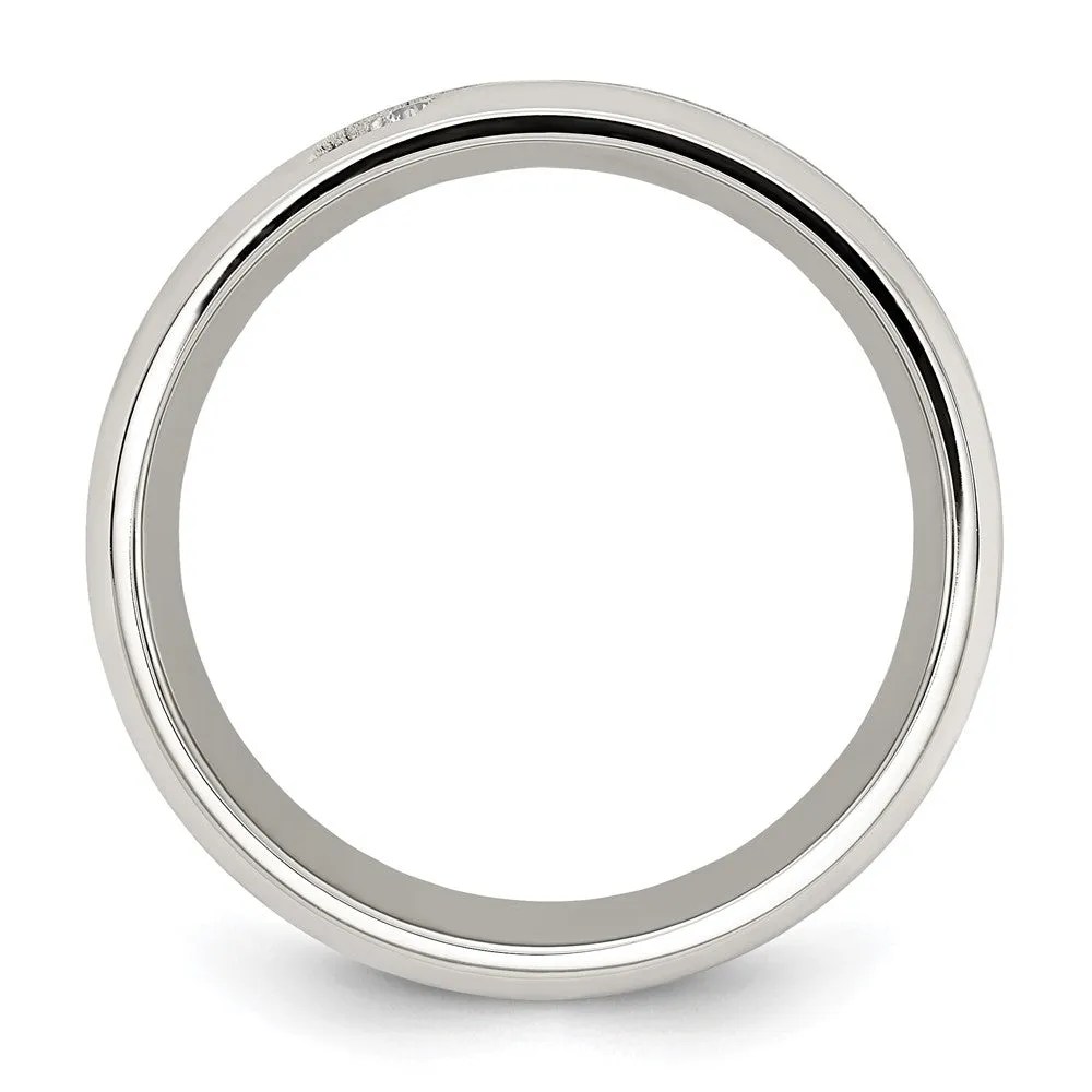 Stainless Steel Polsihed with Gray Carbon Fiber Inlay & CZ 8mm Band