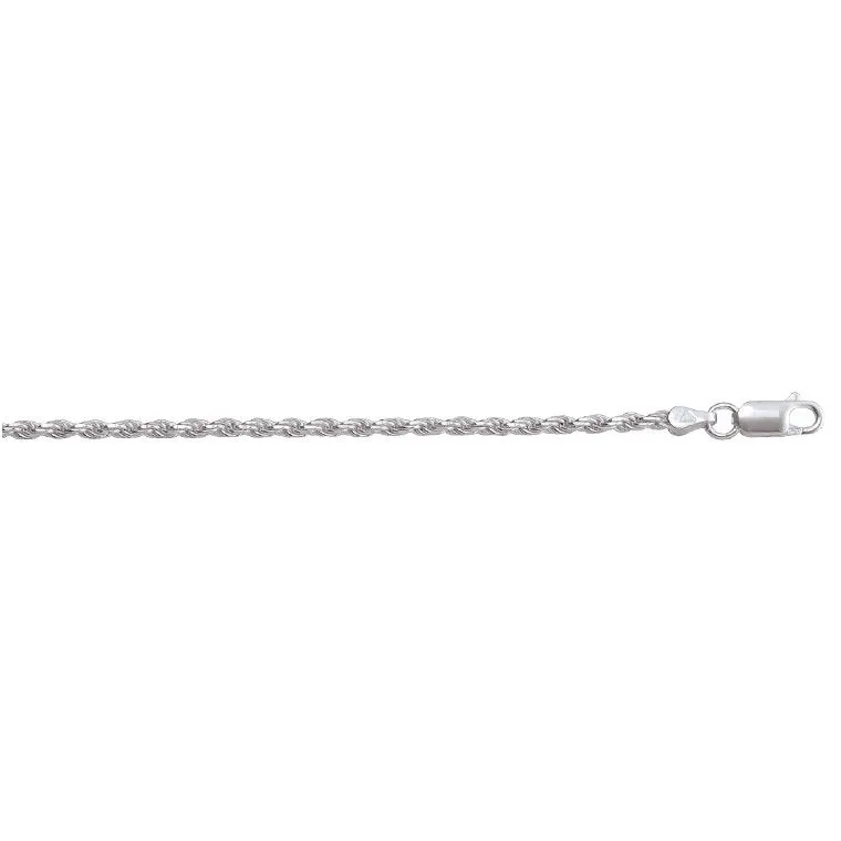 Sterling Silver (2.3mm) Diamond Cut Solid Rope Bracelet