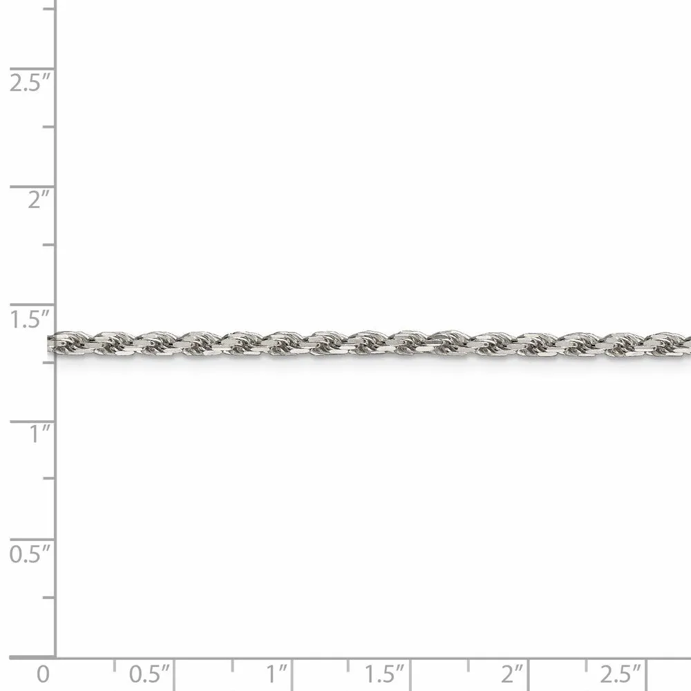 Sterling Silver 2.5mm Diamond-cut Rope Chain
