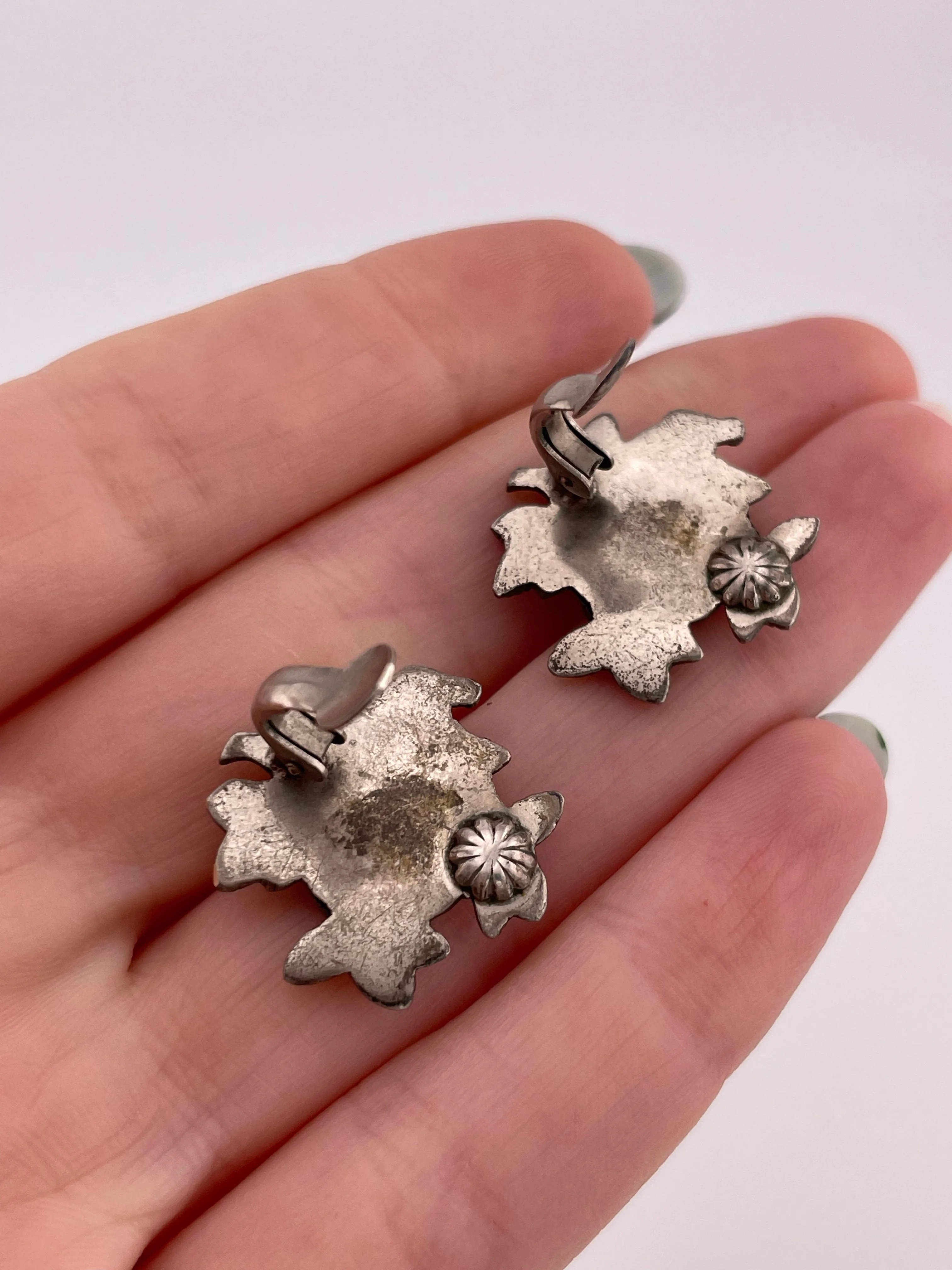 sterling silver rose flower clip-on earrings