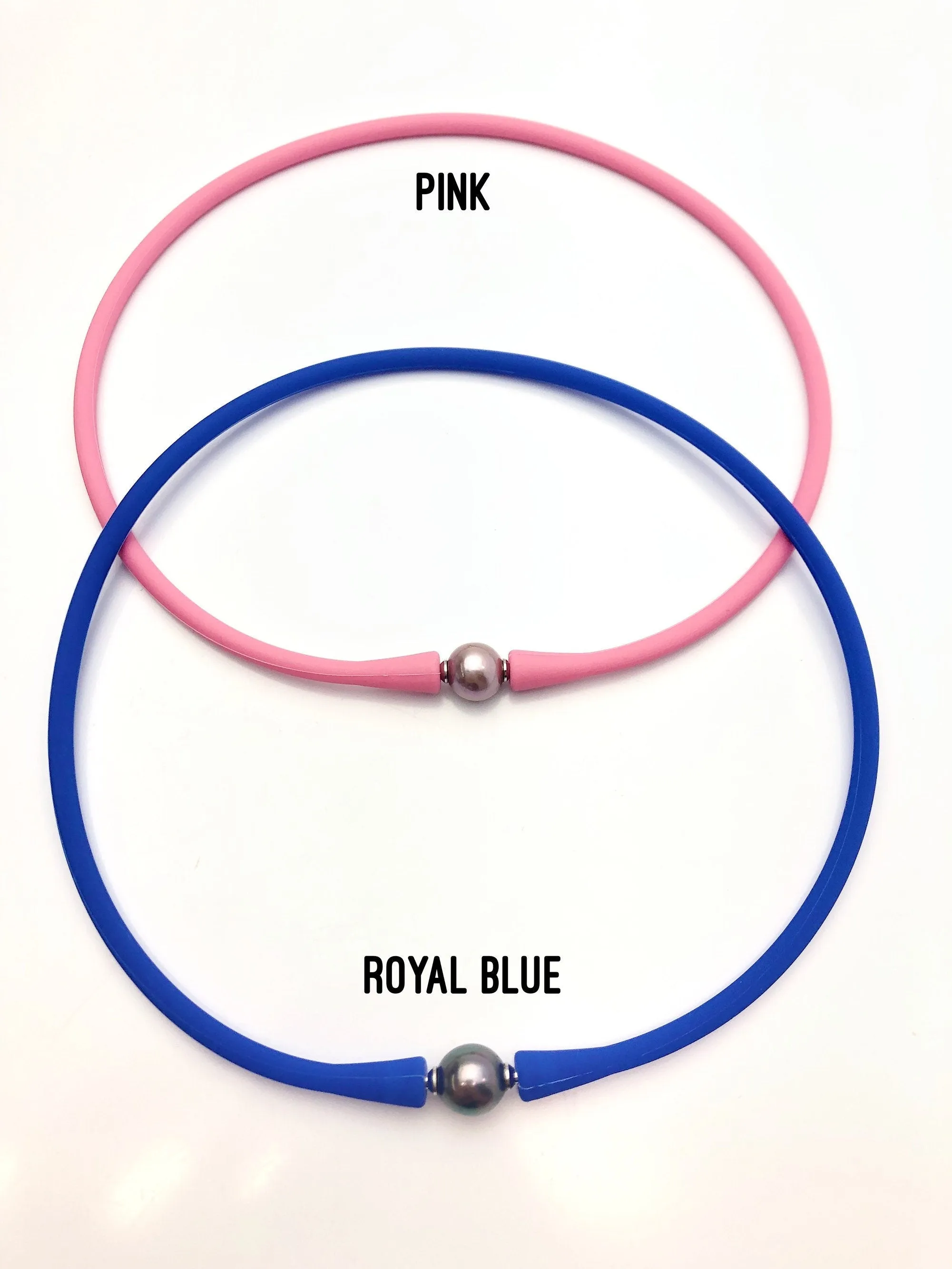 Stretchy Edison and Tahitian Pearl Silicone Necklace, 20 Chain Colors Available