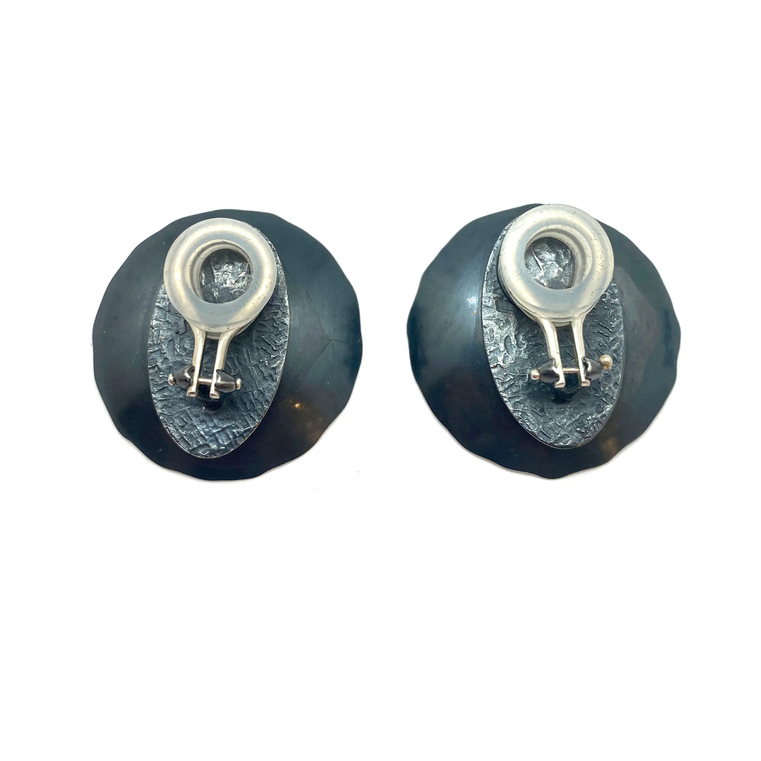 Striated Silver Dome Clip-Ons
