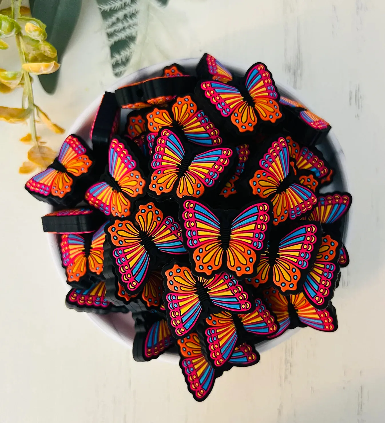 Sunset Butterfly Silicone Focal Beads Wholesale, Animal Shape Silicone Bead
