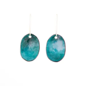 Teal simple drop earrings | Enamel silver earrings