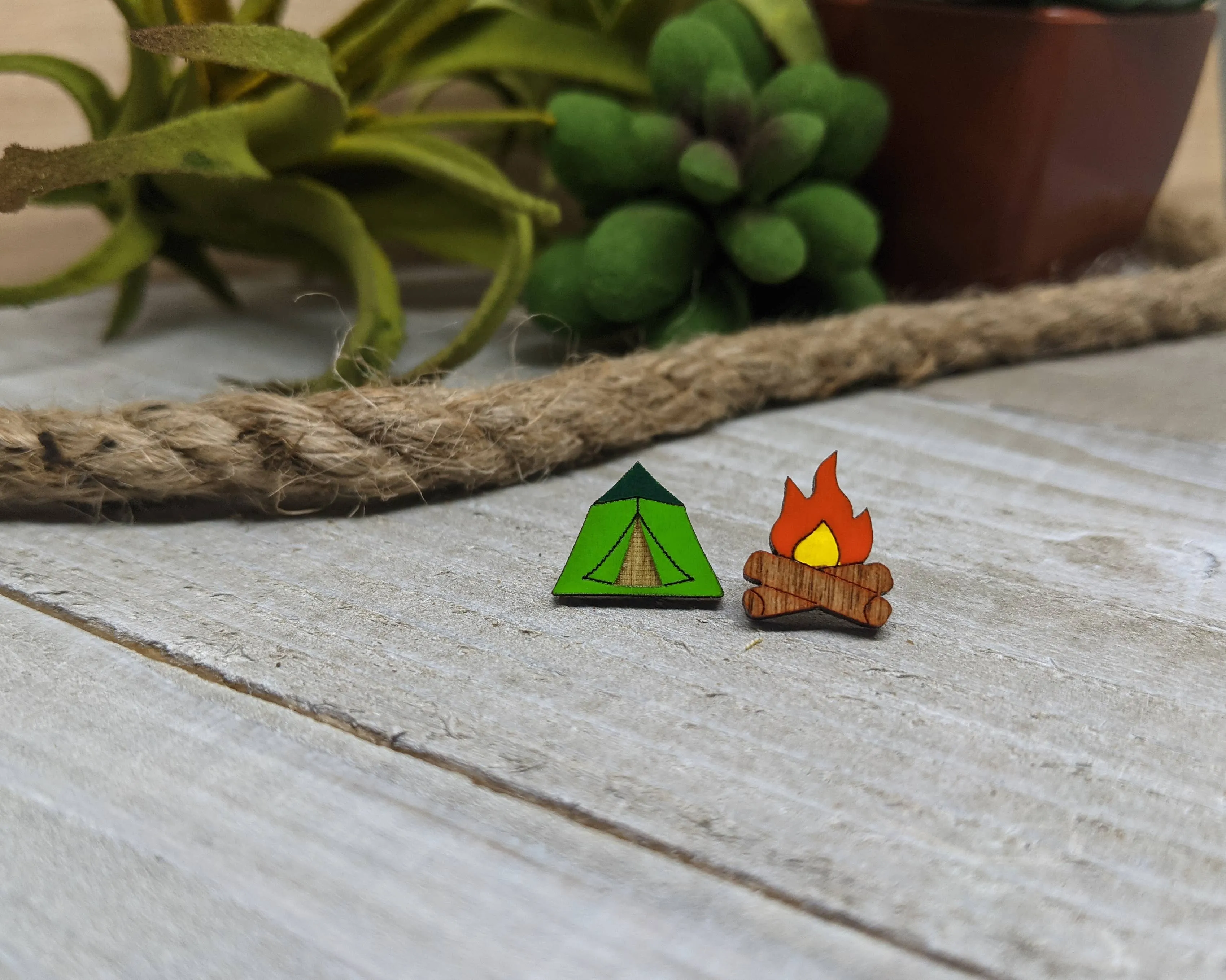 Tent & Campfire Earrings