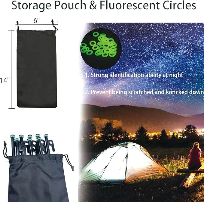 Tent Stakes, 8Pcs 10in Heavy Duty Forged Steel Tent Stakes  Storage Pouch, Metal Tent Stakes, Metal Stakes for Tent Used on Rocks, Grassland, Dessert, Stormy Weather（8Pcs 10in Tent Stakes）