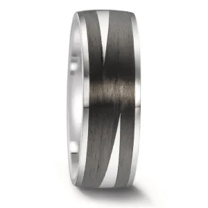 The Orion Belt - Stainless Steel & Carbon Fibre wedding ring 7mm wide