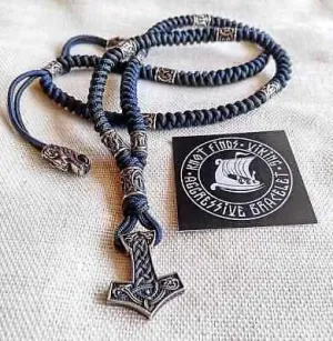 Thor's Hammer necklace. Mjöllnir pendant, Paracord jewelry. Viking style. Mens accessories.