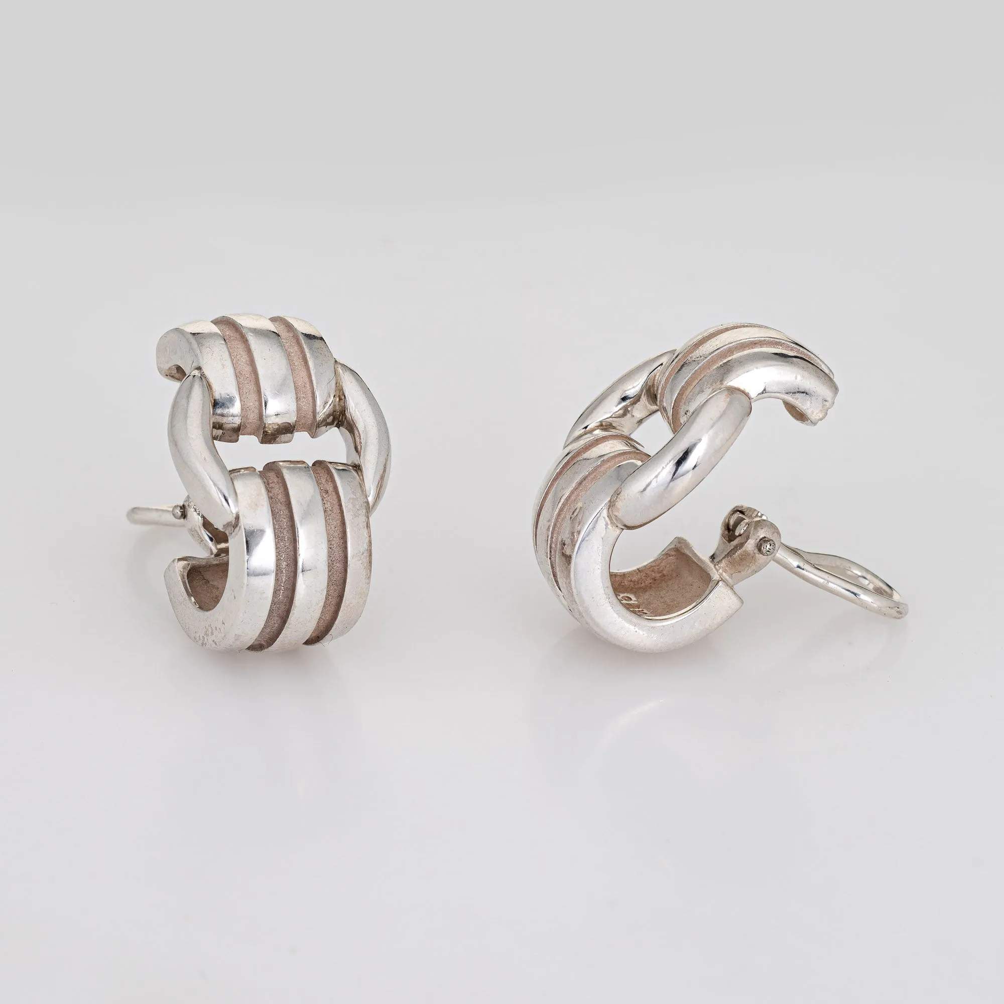 Tiffany & Co Atlas Earrings Vintage 1995 Sterling Silver Signed Jewelry Clip On