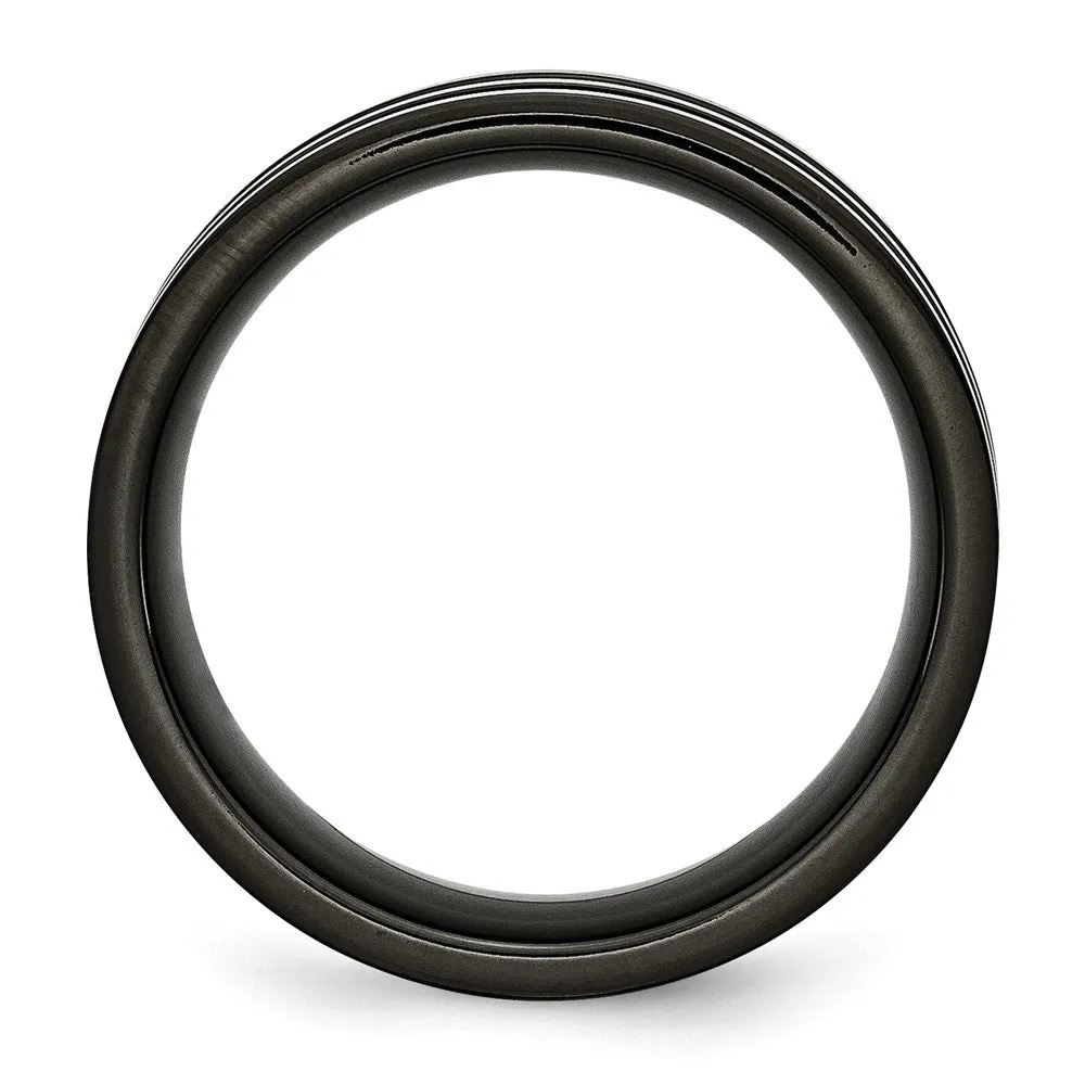 Titanium Polished Black IP-plated w/Grey Carbon Fiber Inlay 8mm Band