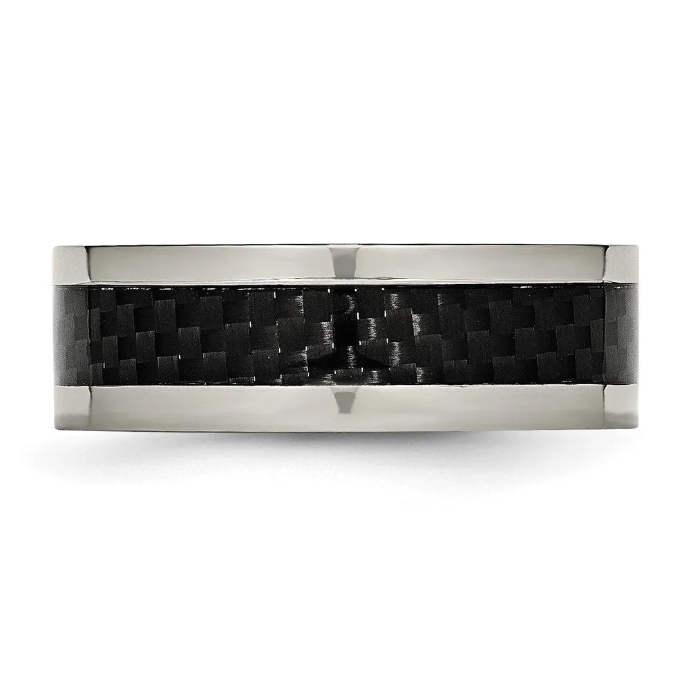 Titanium Polished w/Black Carbon Fiber Inlay 8mm Band
